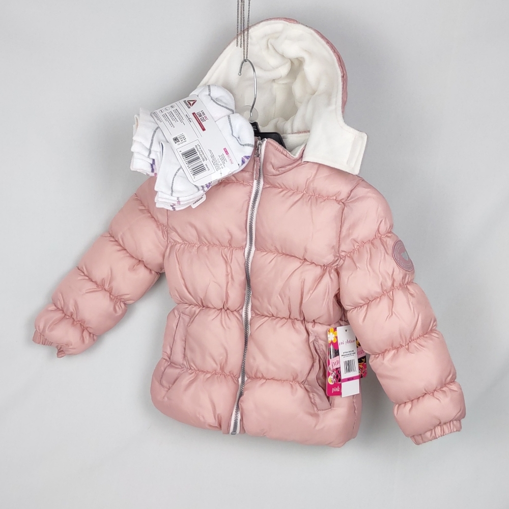 Girl's Pink Platinum puffer jacket